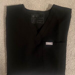 Figs Black V-Neck Scrub Top